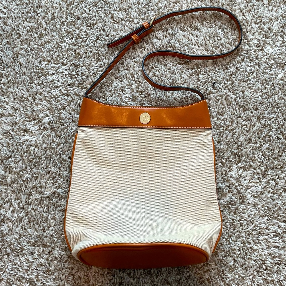 JESSICA MOORE SHOULDER BAG Canvas Cream Brown Stripe Lining